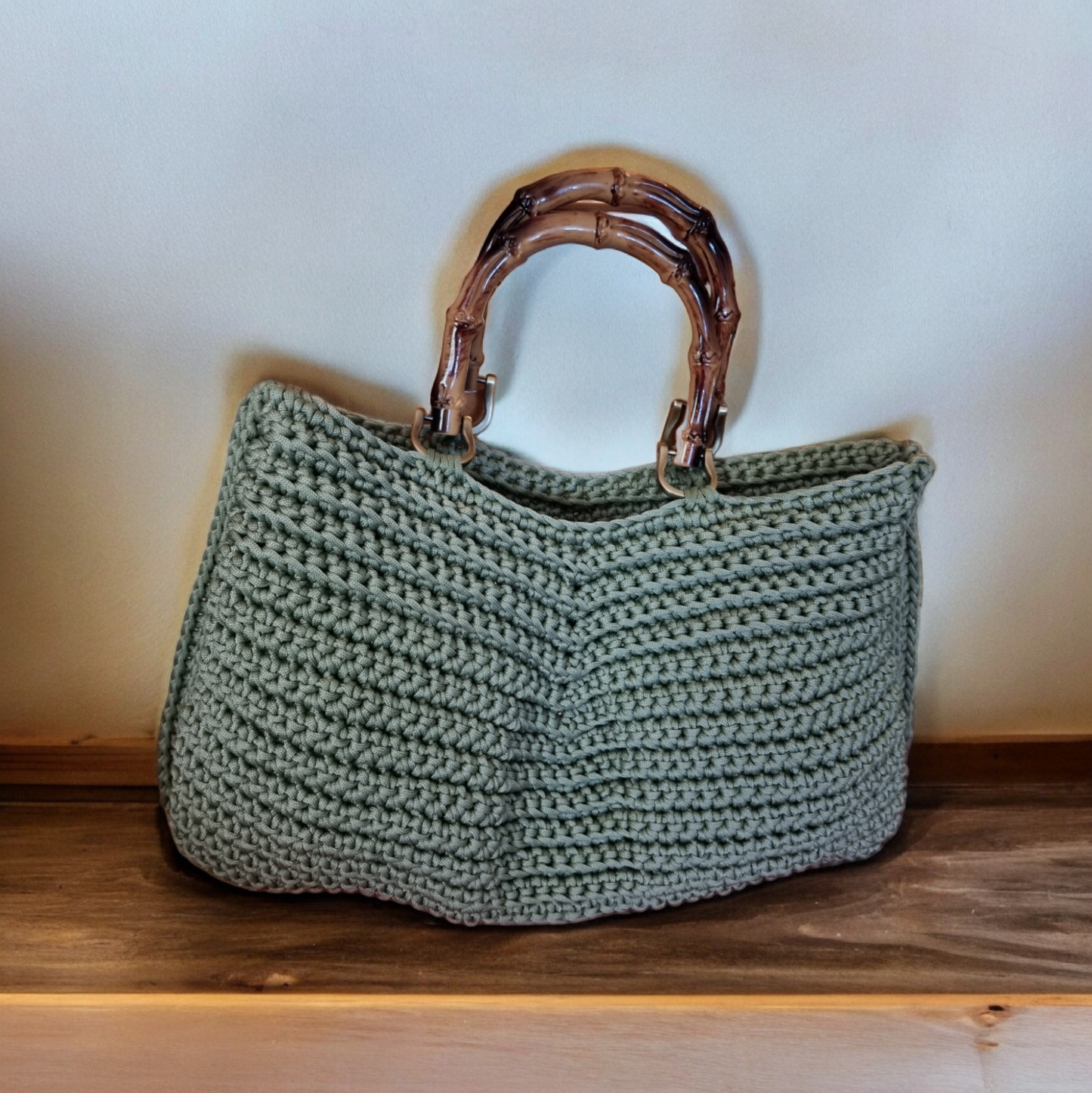 Sac a main au crochet avec poignée en imitation bambou