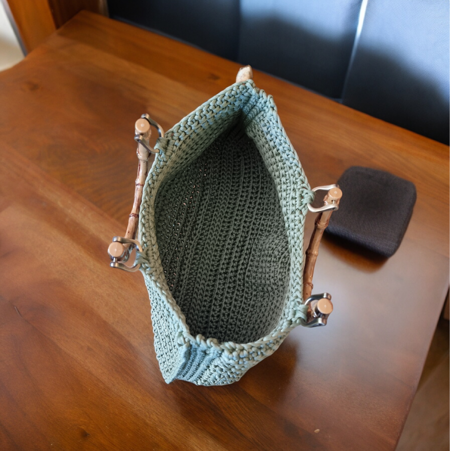 Sac a main au crochet avec poignée en imitation bambou