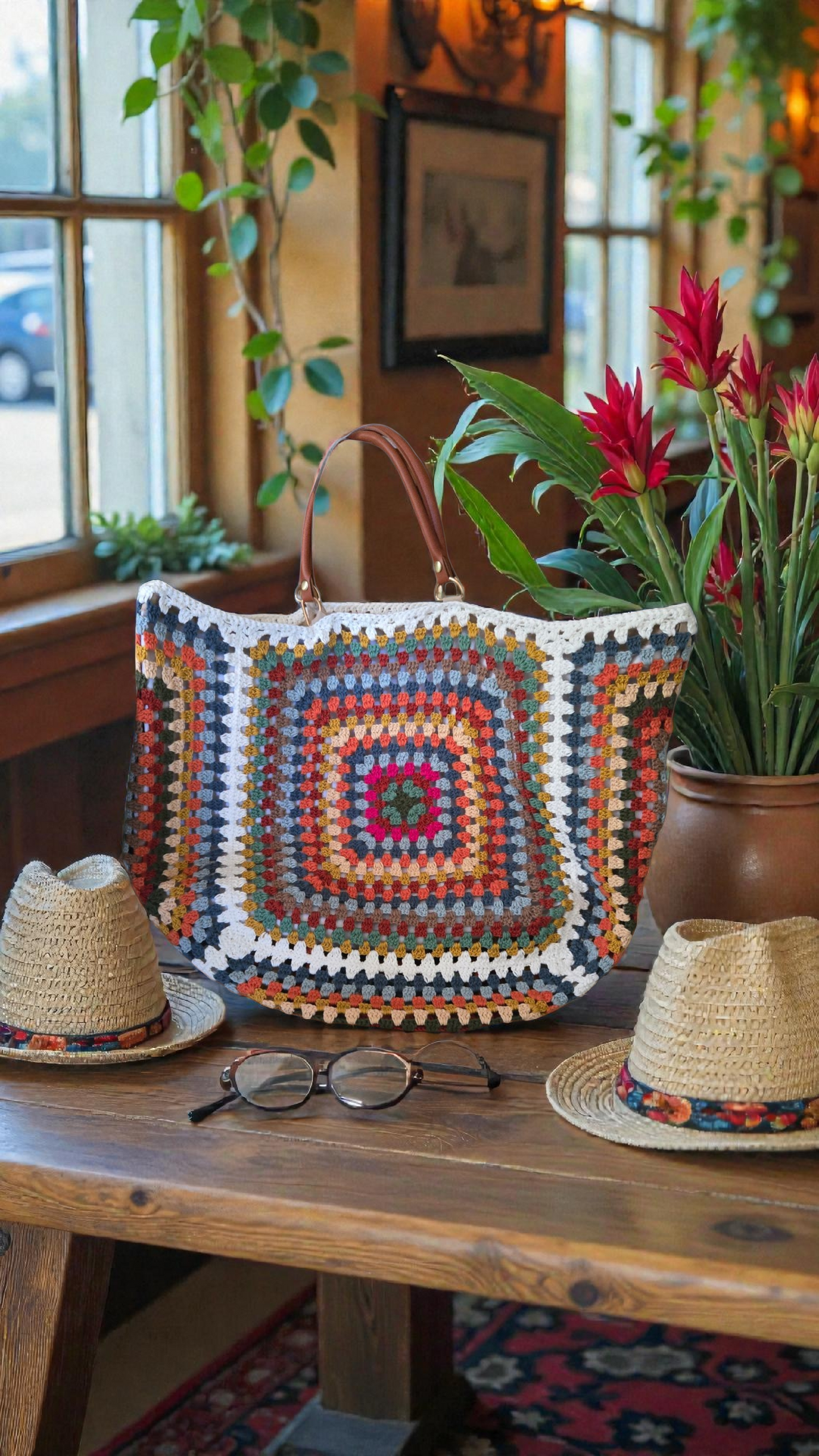 Grand sac de plage granny square