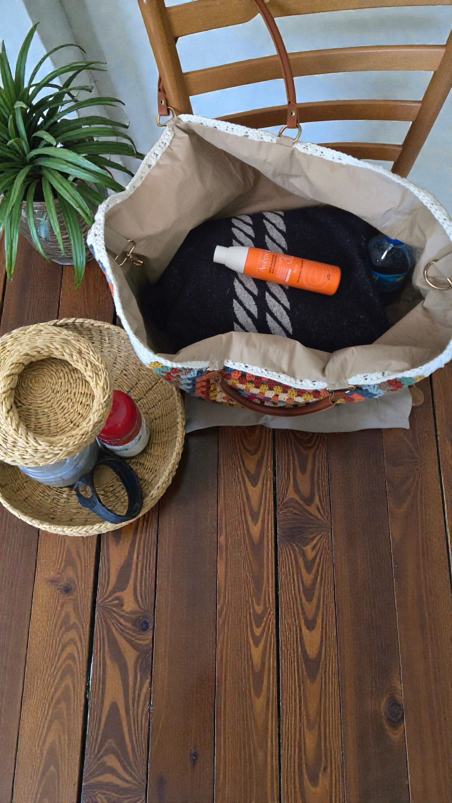 Grand sac de plage granny square