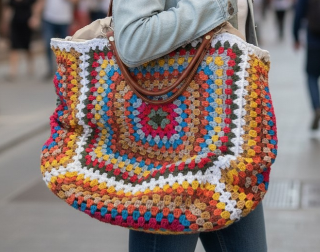 Grand sac de plage granny square
